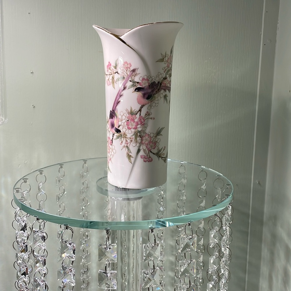 Vintage Yama Ji Japan Vase Birds Perched On a Blossoming Branch Hand Painted